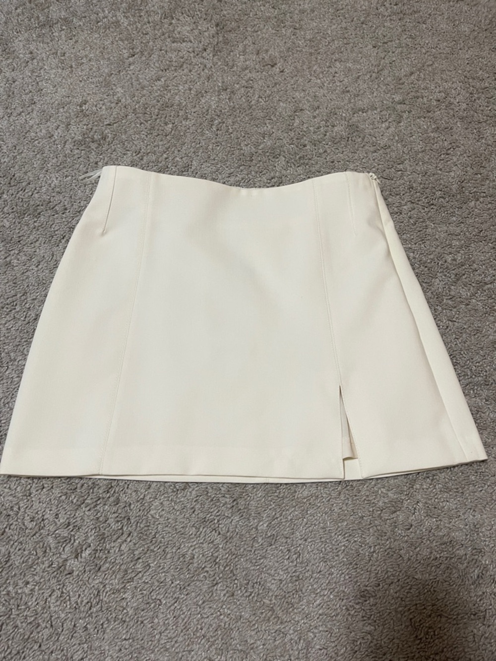 Zara Cream Mini Skirt with Front Slit